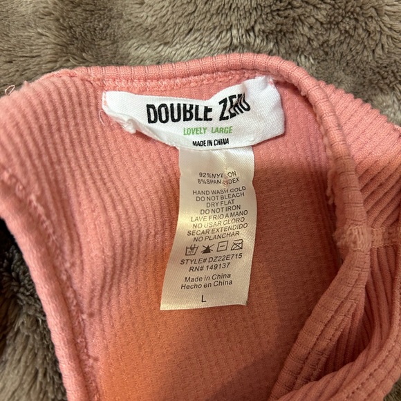 Double Zero Ribbed Bodysuit in Pink - Picture 3 of 5